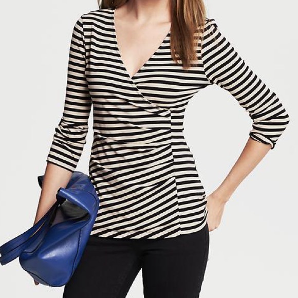 Banana Republic Striped Faux-Wrap Top - Picture 1 of 4